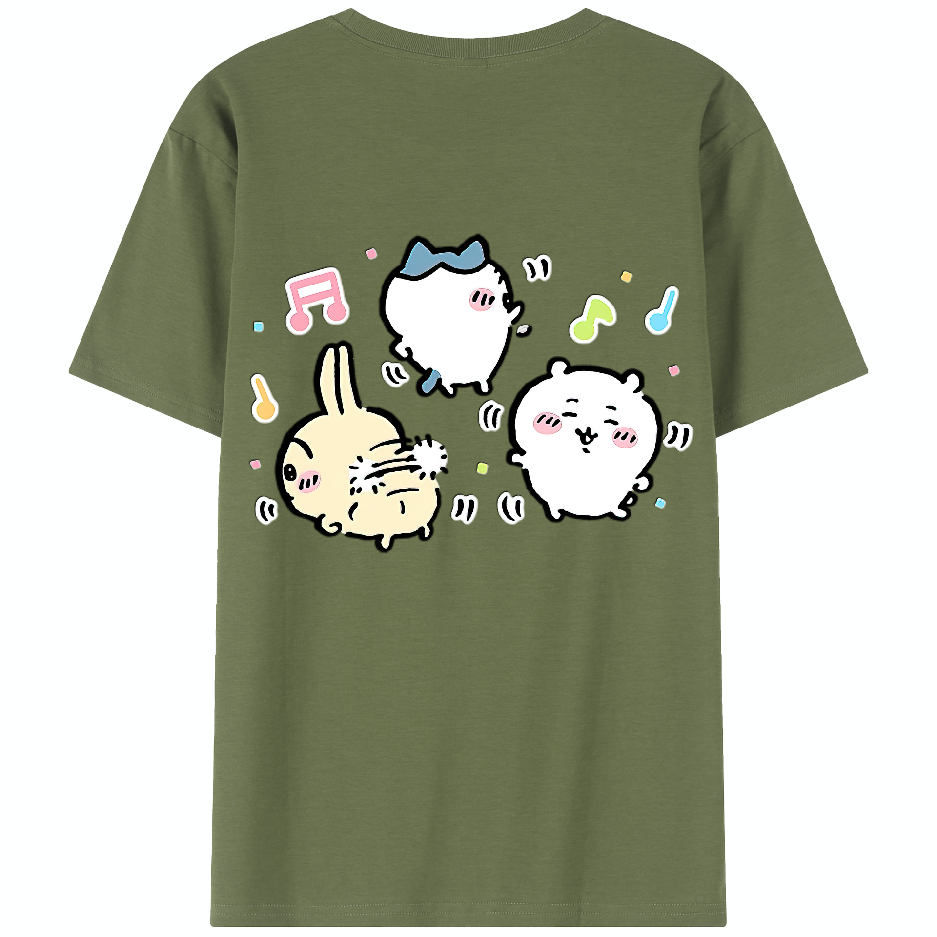 （画像用） ちいかわ うさぎ Chii-kawa usagi 綿100％半袖Tシャツ（背面プリント）